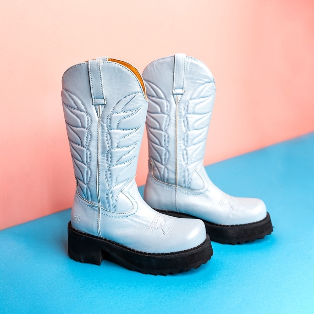 RARE John Fluvog Cowboy High Leather  Boots